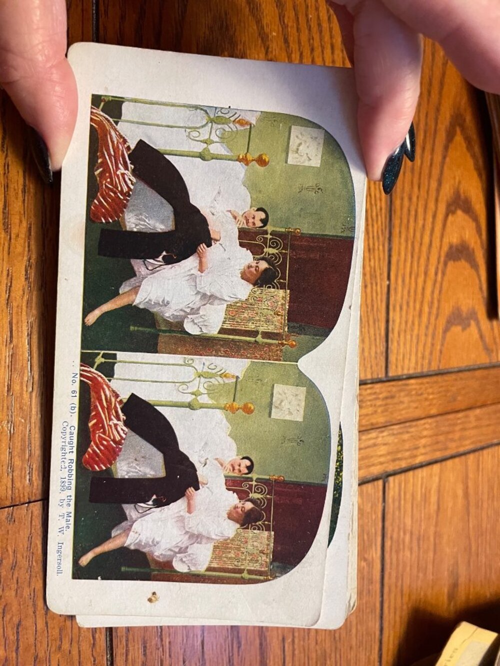 Lot of 9 Antique T.W. Ingersoll Stereoview Cards 1898-1902 Color Litho Comic